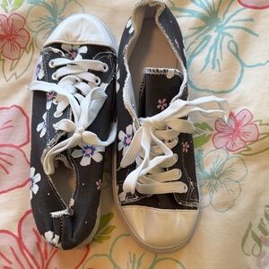 Floral Canvas Sneakers with White Laces